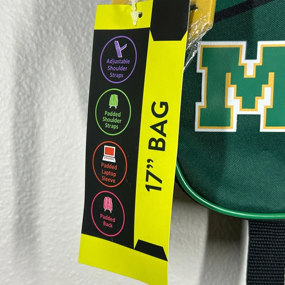 Minecraft Creeper Varsity 17 Inch Backpack Green Black Padded Laptop Sleeve NWT